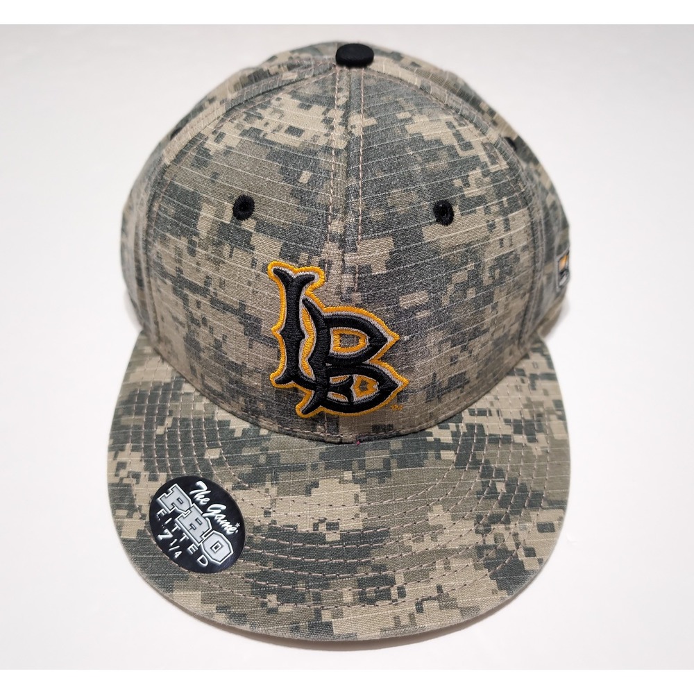 THE Game Long Beach State Dirtbags Hat 7 1/4 Green Camo New NCAA Baseball Cap